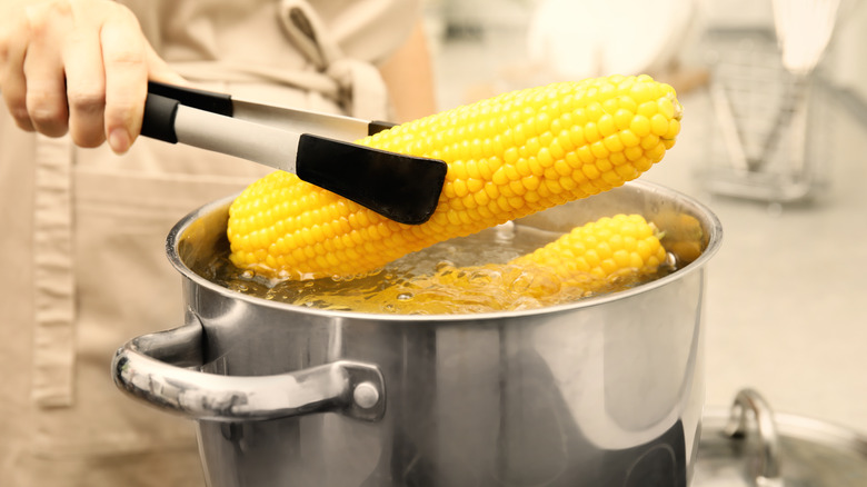 Corn in boiling water