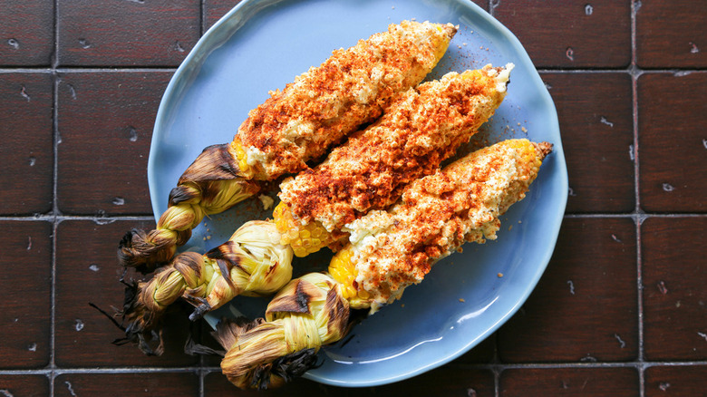 Grilled mexican corn on the cob