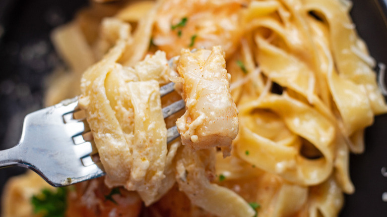 fork with fettucine