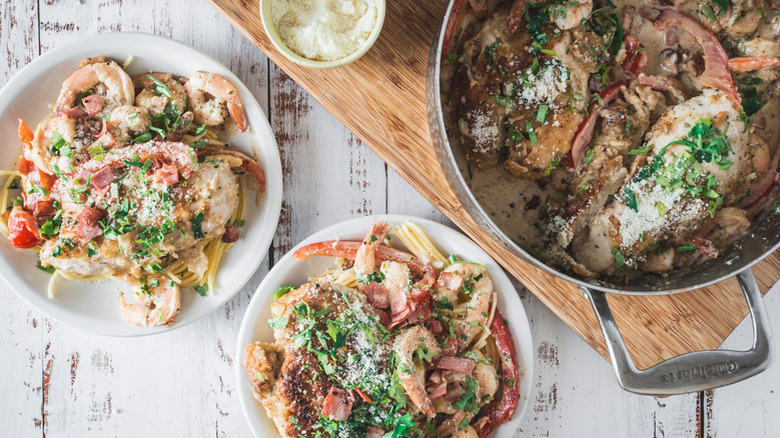 shrimp and pasta with parsley