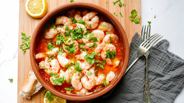 bowl of shrimp with parsley