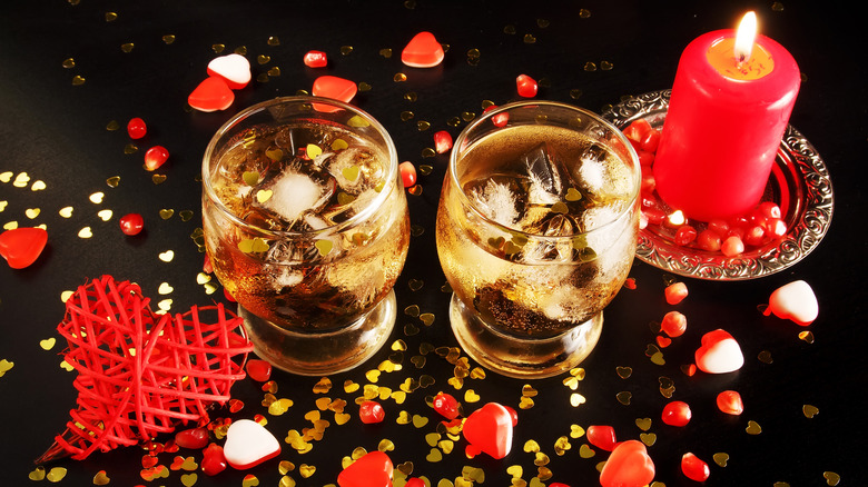 Valentine's Day glasses of whiskey 