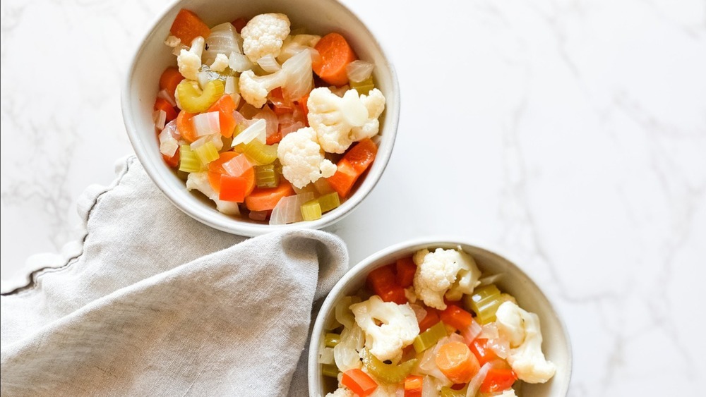 giardiniera in white bowls