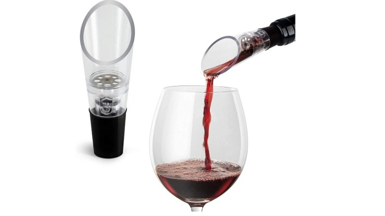 wine aerator pouring red wine