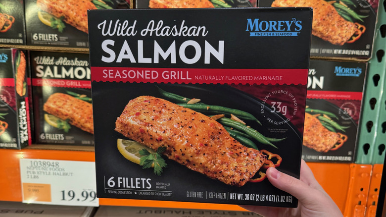 Box of frozen salmon fillets