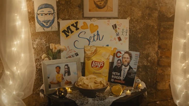 seth rogen shrine from Lays Super Bowl ad