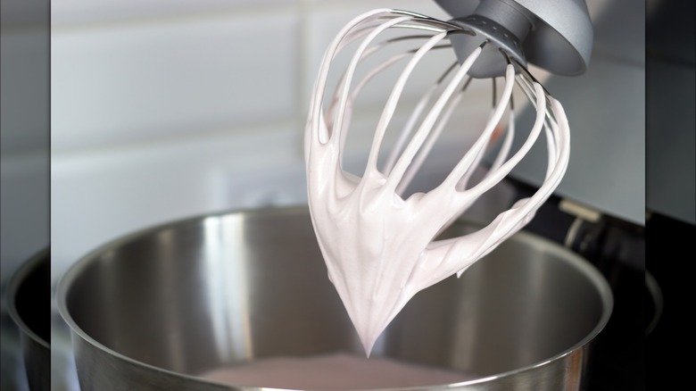Whipped batter on stand mixer's beater