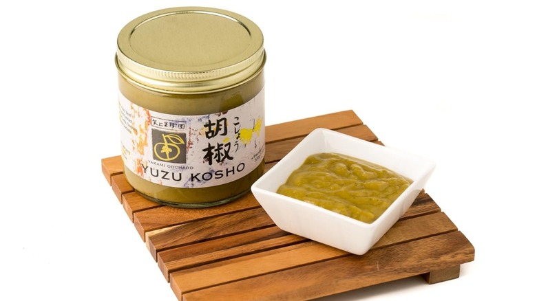 green yuzu kosho in jar
