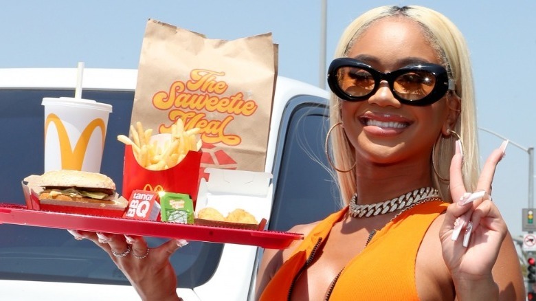 Saweetie displaying Saweetie McDonald's meal