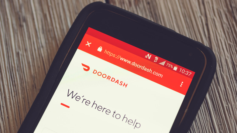 DoorDash app on phone