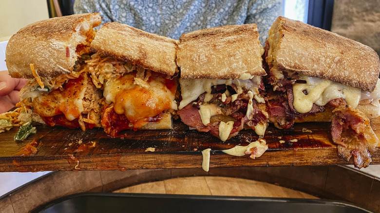 Huge pastrami sandwich