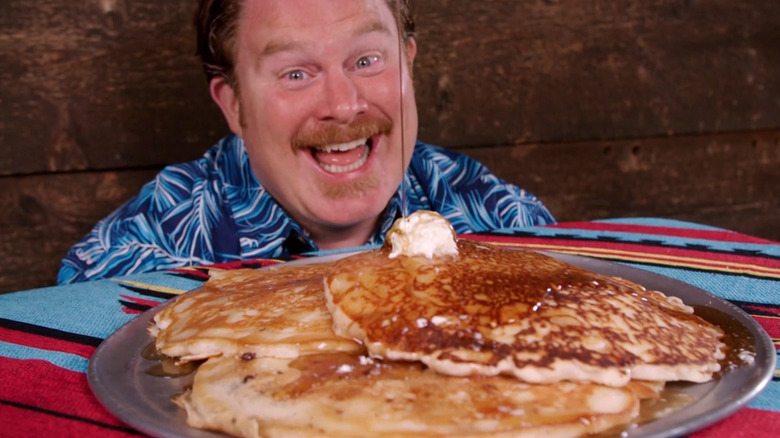 Casey Webb smiling at pancakes