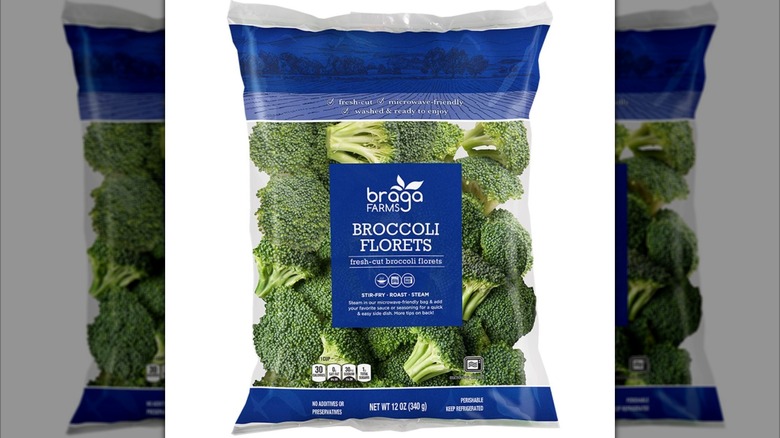 Bag of cut broccoli florets