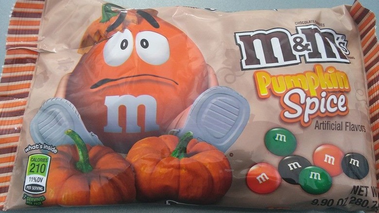 embarrassed pumpkin spice m&m