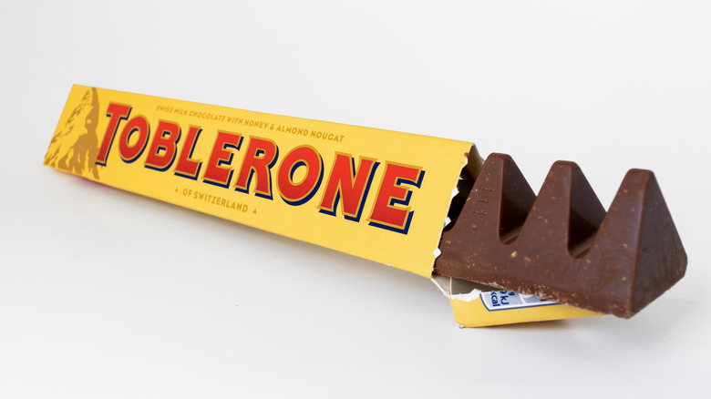 toblerone peaking out of wrapper