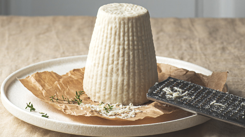 Ricotta salata on plate