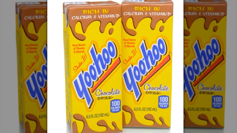 Boxes of Yoo-hoo chocolate drink