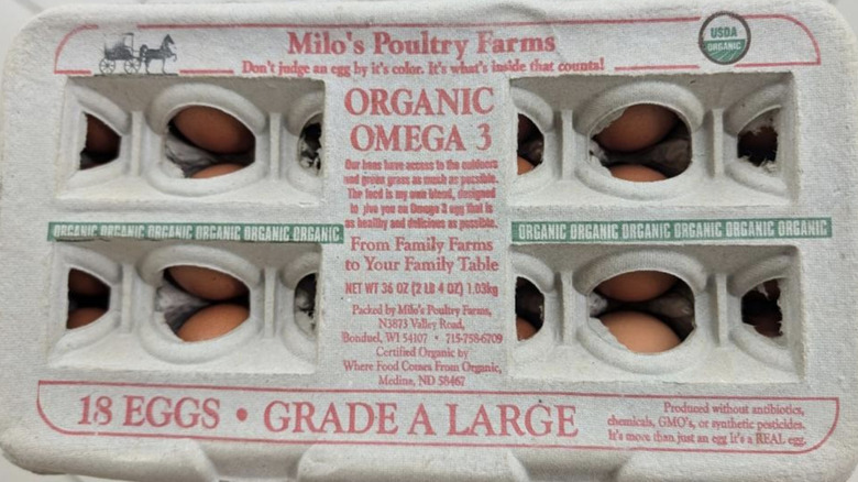 Carton of eggs from Milo's Poultry Farms