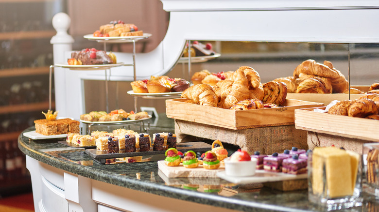 Croissants and other pastries in buffet