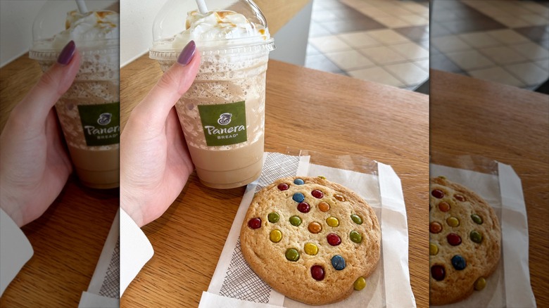 Panera coffee drink and cookie