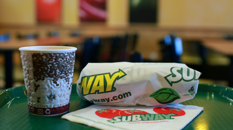 Subway breakfast sandwich and coffee