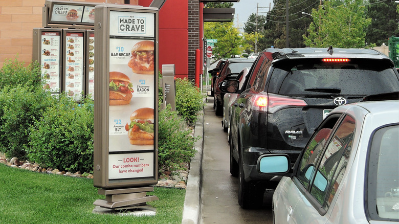 Cars Waiting In Drive-Thru