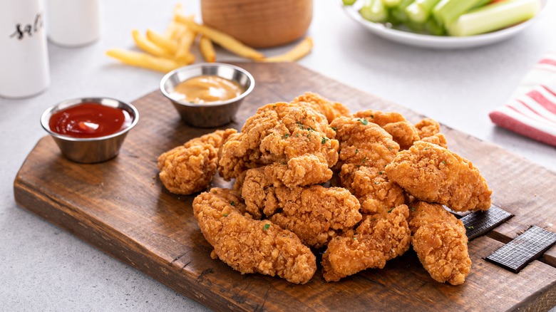 Fried chicken tenders with fries