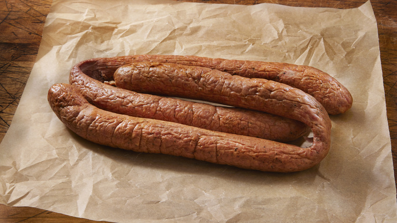 Turkey kielbasa unwrapped on counter