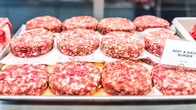 Ground beef patty at grocery store