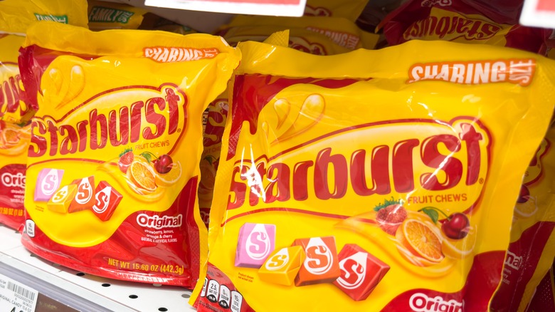 Starburst candies on shelf