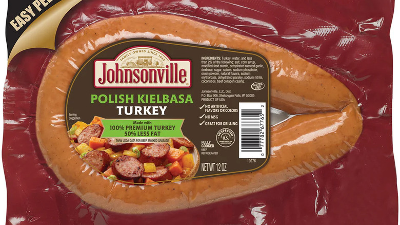 Package of Johnsonville's Polish kielbasa