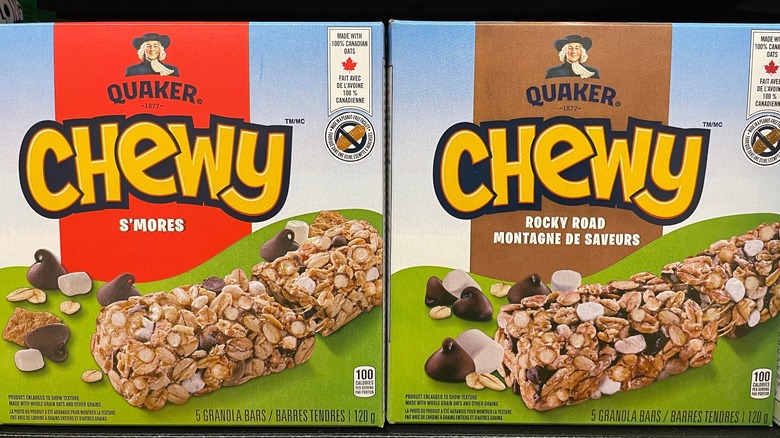 two quaker chewy bar boxes