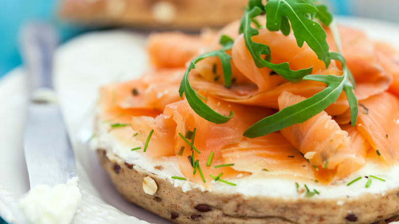 Smoked salmon on bread