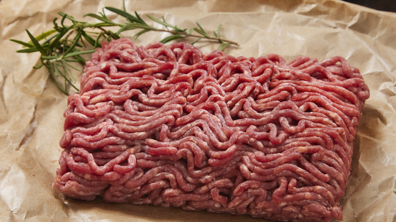 close up ground beef 