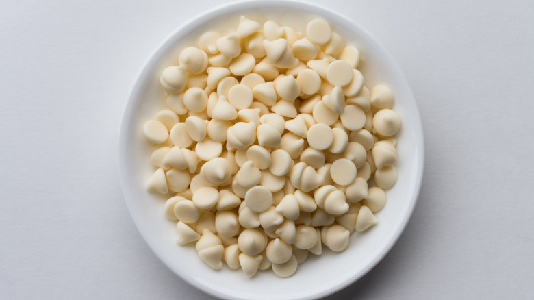 white chocolate chips in bowl