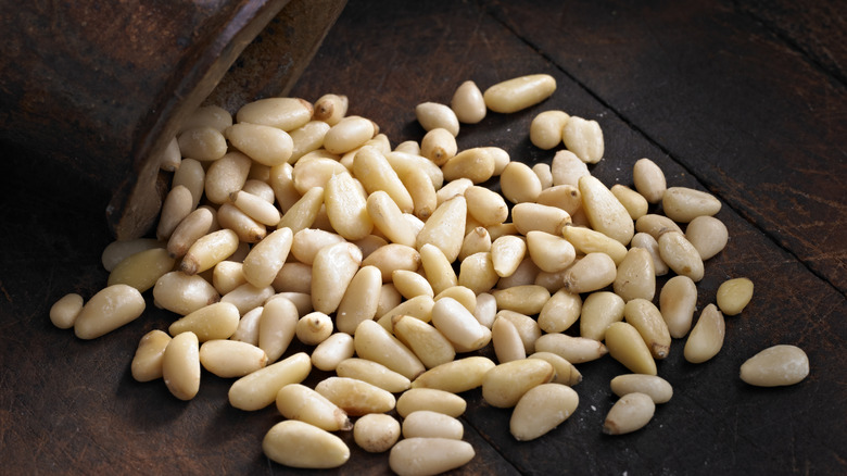 Close up of pine nuts