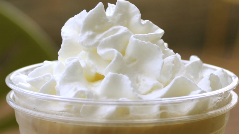 Whipped cream topping close-up