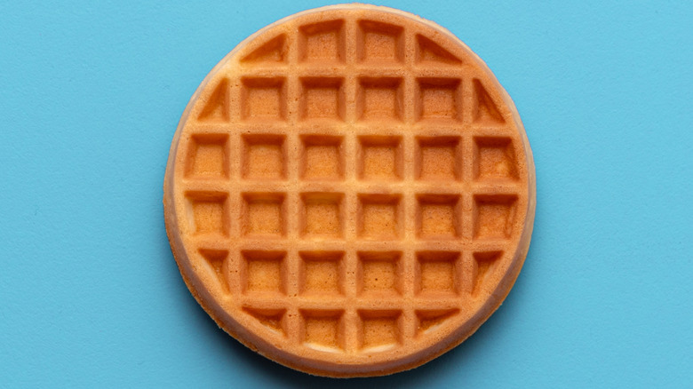 A plain waffle on a blue background