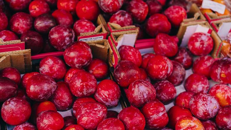 Fresh plums in market