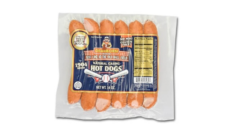 package of Dearborn hot dogs