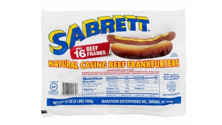 Sabrett packaged beef frankfurters