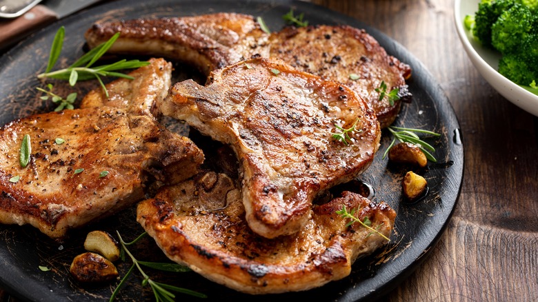 Cooked bone-in pork chops