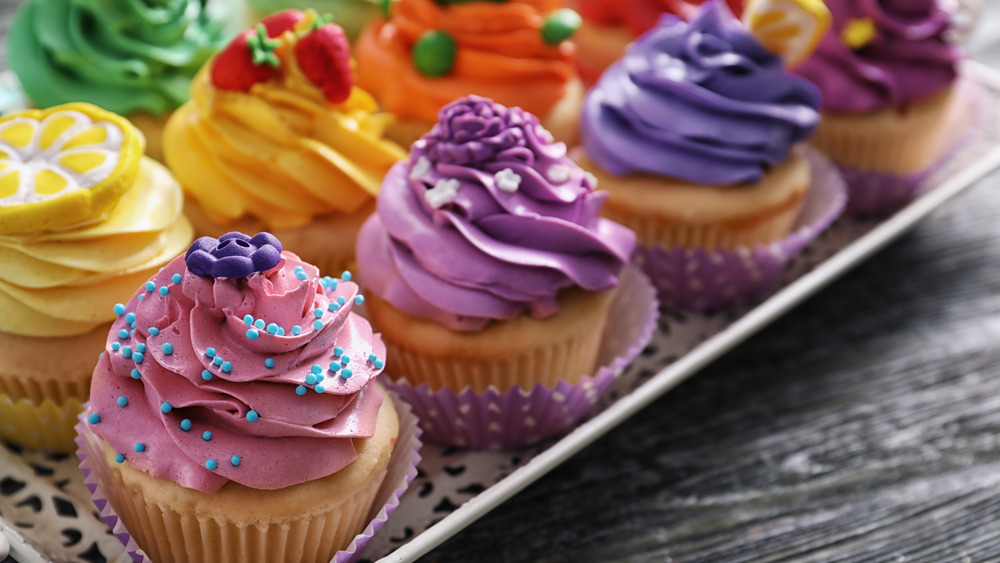 Rainbow frosted cupcakes