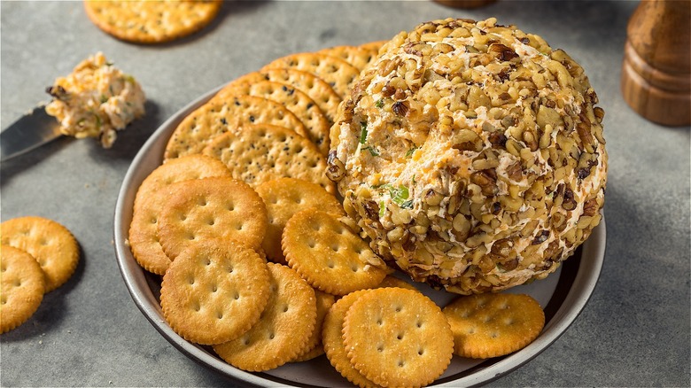 cheese ball and crackers