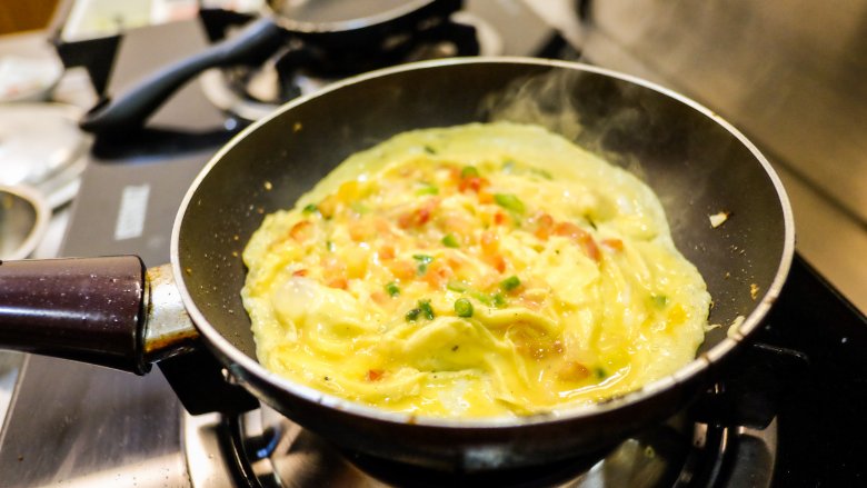 Omelet being cooked