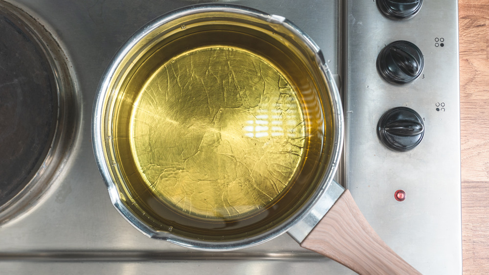 pot of oil on stove