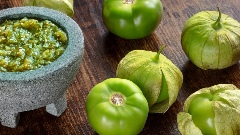 salsa verde and tomatillos