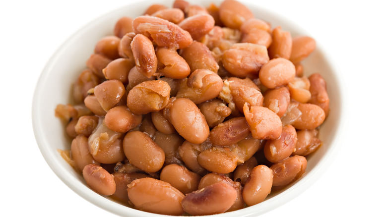 pinto beans white bowl