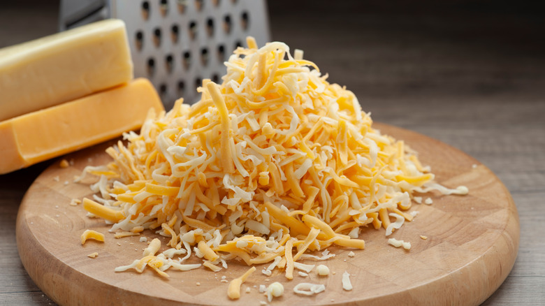 A pile of grated cheese