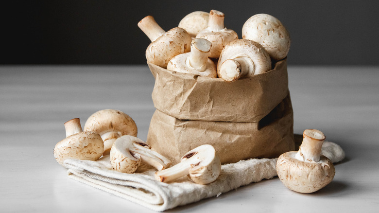 mushrooms in a paper bag